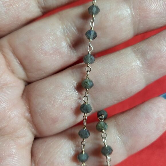 Labradorite Beaded Sterling Silver Station Necklace - Picture 3 of 6